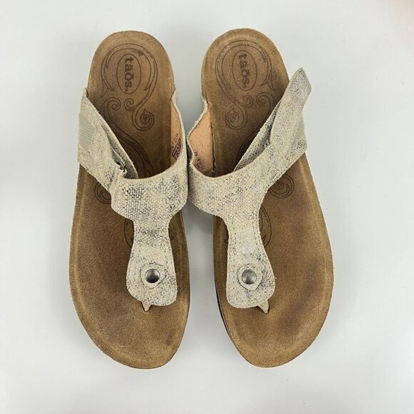 Taos Footwear Women's Lucy Wedge Sandal Silver Metallic size 42 11-11.5 M - Picture 3 of 12